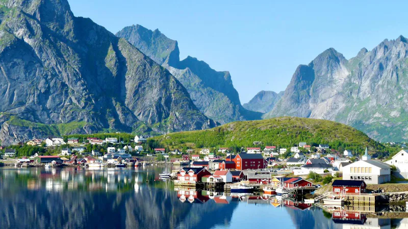 Bilden visar fantastisk vy över Lofoten